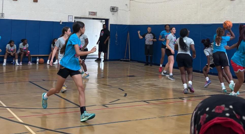 Girls basketball action